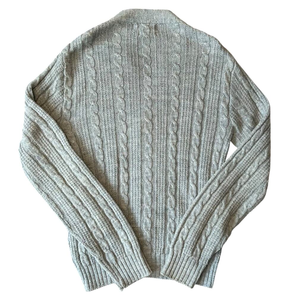 Vintage 60s Gray Cable Knit Cardigan Acrylic Sz M - Picture 2 of 11